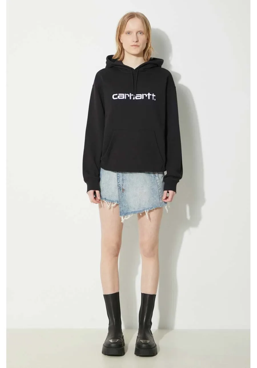 obrazek 1 Carhartt WIP bluza Hooded Carhartt Sweatshirt damska kolor czarny z kapturem z aplikacją I033648.0D2XX