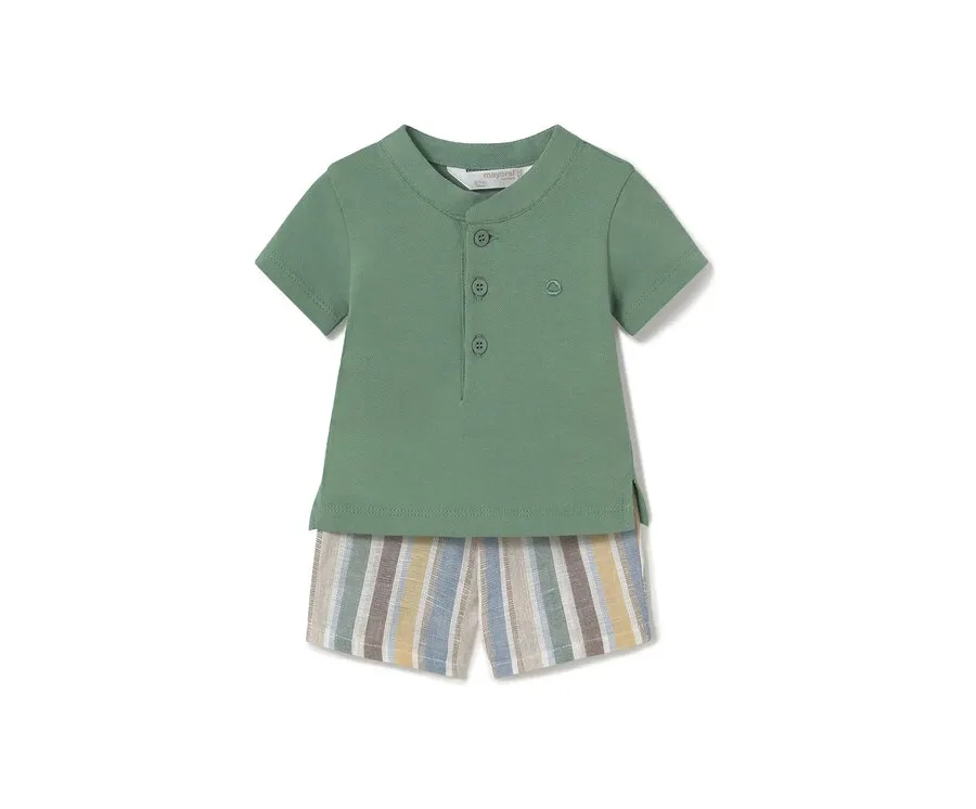 obrazek 1 Mayoral Komplet polo i spodenki 1217 Zielony Regular Fit