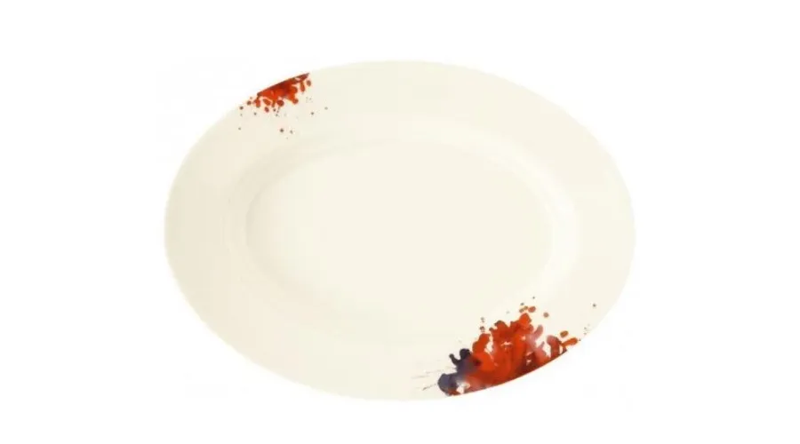 obrazek 1 Kremowy porcelanowy owalny półmisek zdobiony motywem kwiatu geranium – Tettau