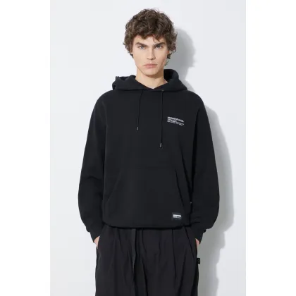 Zdjęcie NEIGHBORHOOD bluza bawełniana Plain Sweat Parka męska kolor czarny z kapturem z aplikacją 241FPNH.CSM02