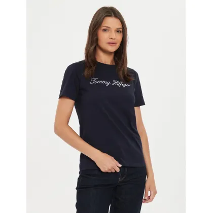 Zdjęcie Tommy Hilfiger T-Shirt Script WW0WW43459 Granatowy Regular Fit