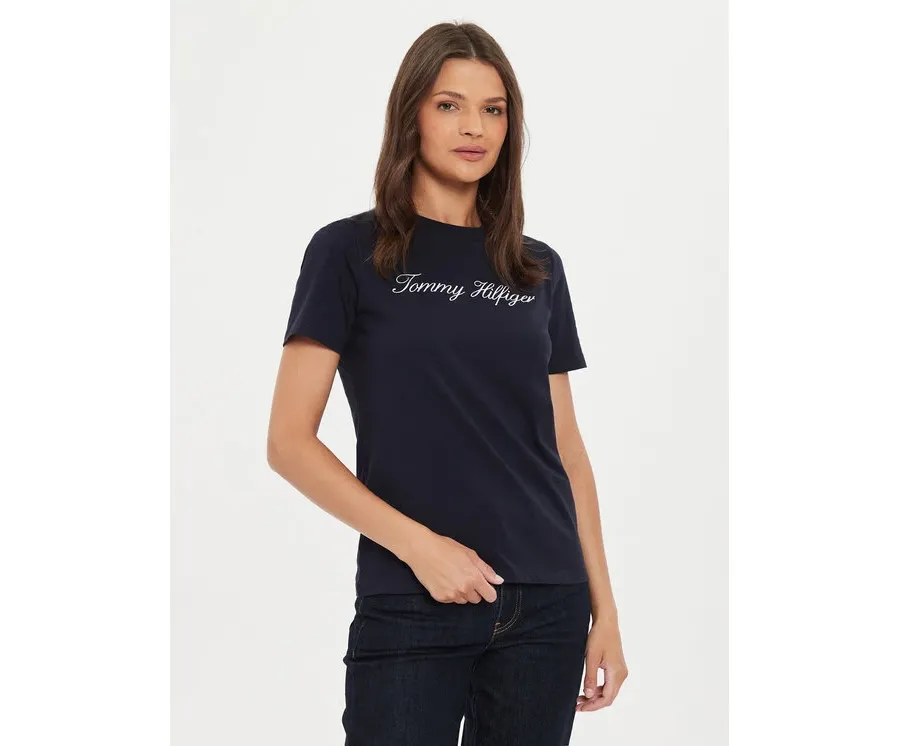 obrazek 1 Tommy Hilfiger T-Shirt Script WW0WW43459 Granatowy Regular Fit