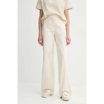Zdjęcie A.P.C. spodnie bawełniane pantalon margaret damskie kolor beżowy szerokie high waist COHFU.F08476