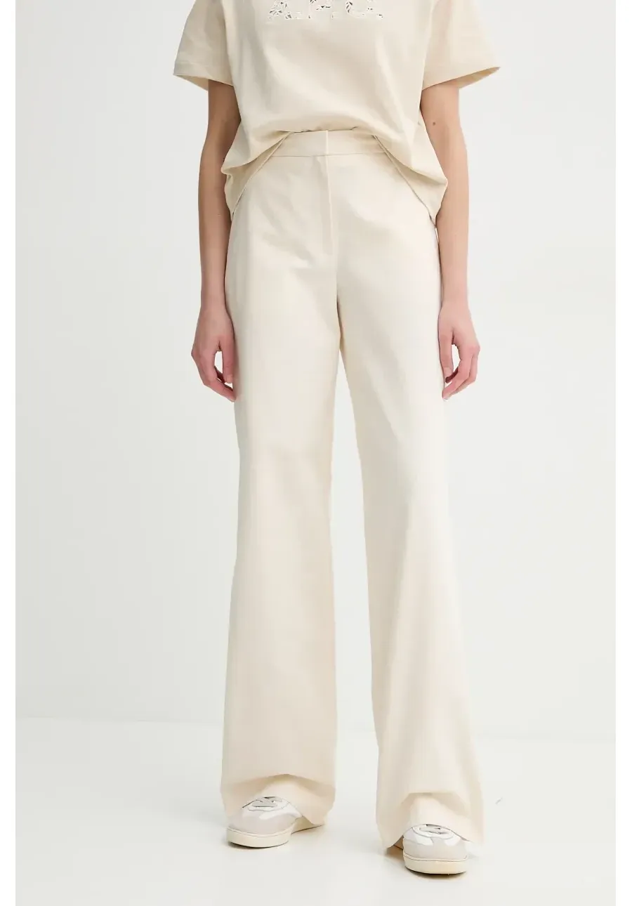 obrazek 1 A.P.C. spodnie bawełniane pantalon margaret damskie kolor beżowy szerokie high waist COHFU.F08476