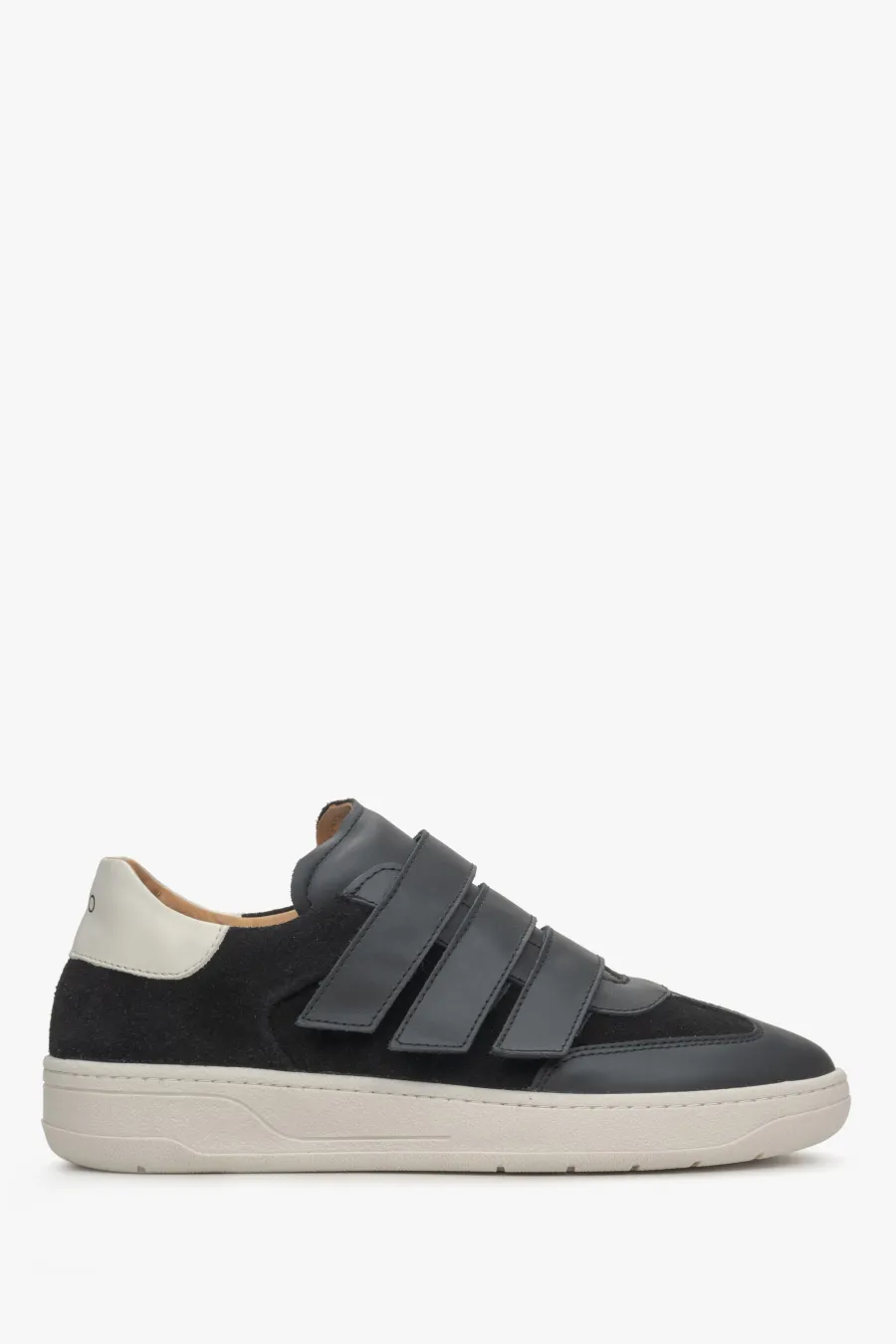 obrazek 1 Estro: Czarne sneakersy damskie na rzep z włoskiej skóry naturalnej i weluru