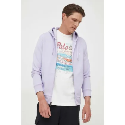 Zdjęcie Polo Ralph Lauren bluza męska kolor fioletowy z kapturem gładka