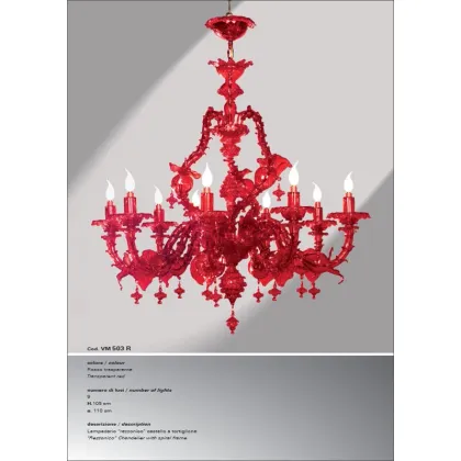 Zdjęcie Żyrandol w stylu Rezzonico z 9 światłami o niepowtarzalnym stylu - Il Paralume Marina