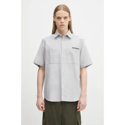Zdjęcie No Problemo koszula bawełniana SS Uniform Shirt męska kolor szary relaxed z kołnierzykiem klasycznym NP4010303