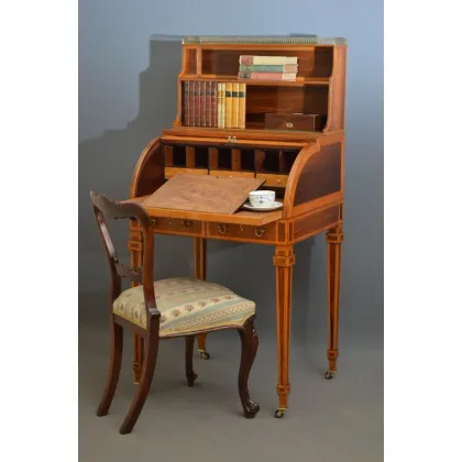 Zdjęcie Edwardiańskie biurko z drzewa różanego - stół do pisania - Sheraton Revival
