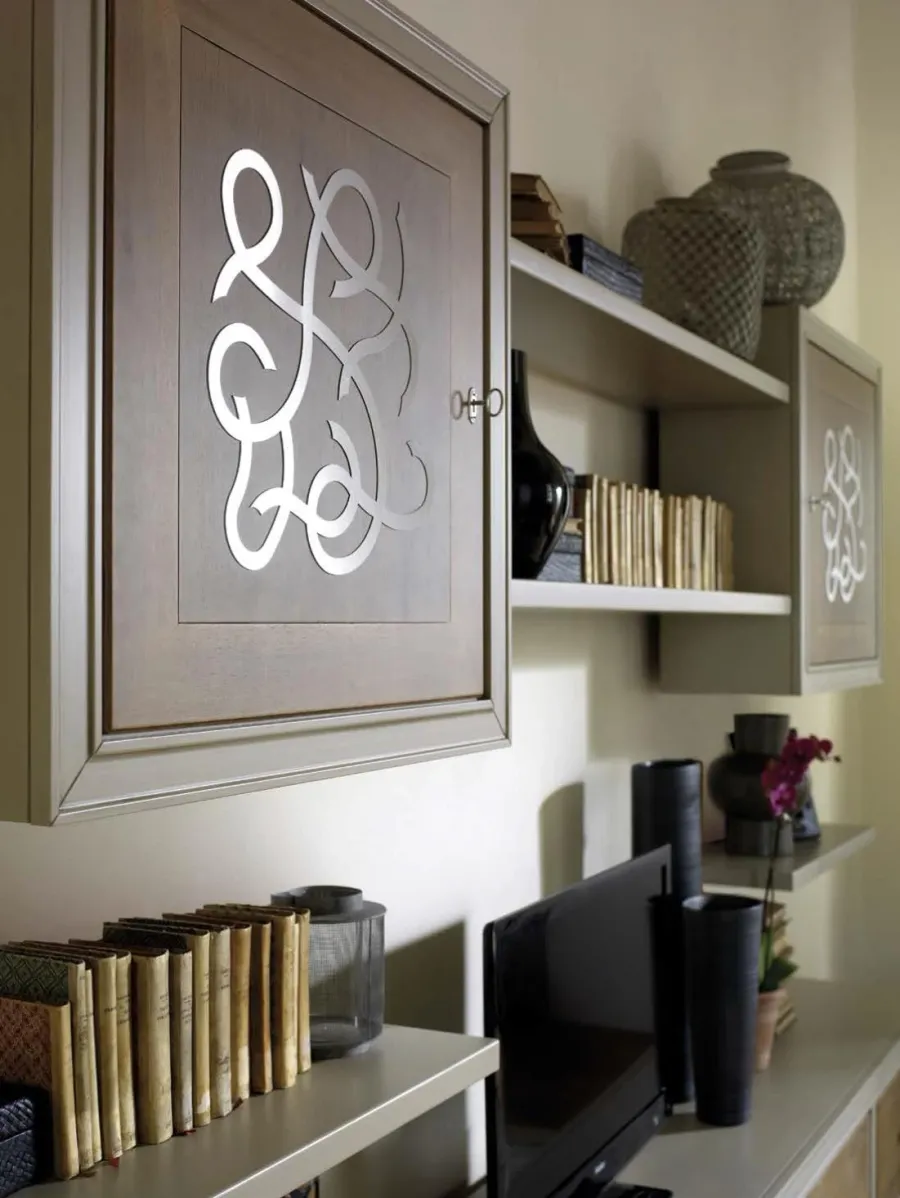picture 2 Italian bookcase with 2 cabinets and 4 drawers in a classic style for the living room - Cantiero