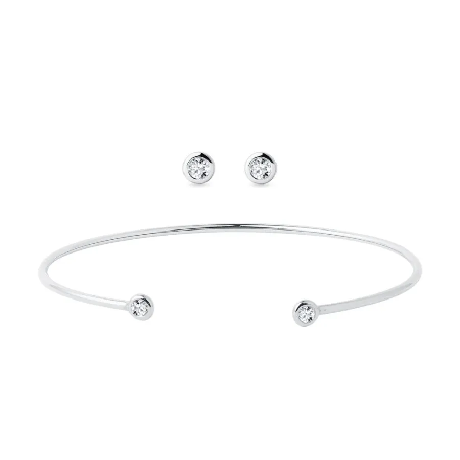 obrazek 1 Minimalistyczna biżuteria z diamentami w białym złocie KLENOTA