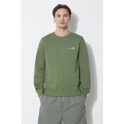 Zdjęcie A.P.C. bluza bawełniana sweat item męska kolor zielony gładka COFBQ-H27608