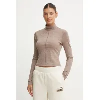 Zdjęcie Columbia longsleeve Wallowa damski kolor beżowy z półgolfem 2090931