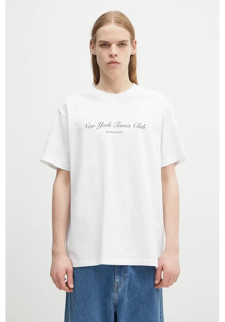 obrazek 1 Sporty & Rich t-shirt bawełniany NY Health Club kolor biały z nadrukiem TO043514043WH01