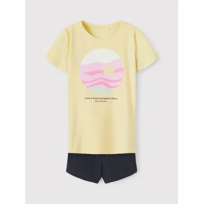 Zdjęcie NAME IT Komplet t-shirt i spodenki 13198483 Żółty Regular Fit