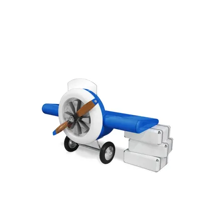 Picture Blue children's desk in the shape of an airplane