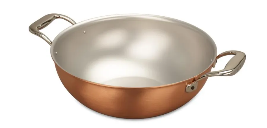 obrazek 4 Miedziany wok 28 cm z dwoma uchwytami ze stali nierdzewnej