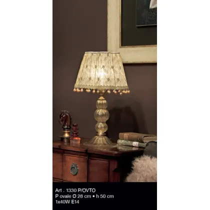 Zdjęcie Lampa z przezroczystego i złotego szkła Murano z kloszem w kształcie kwiatu - Il Paralume Marina