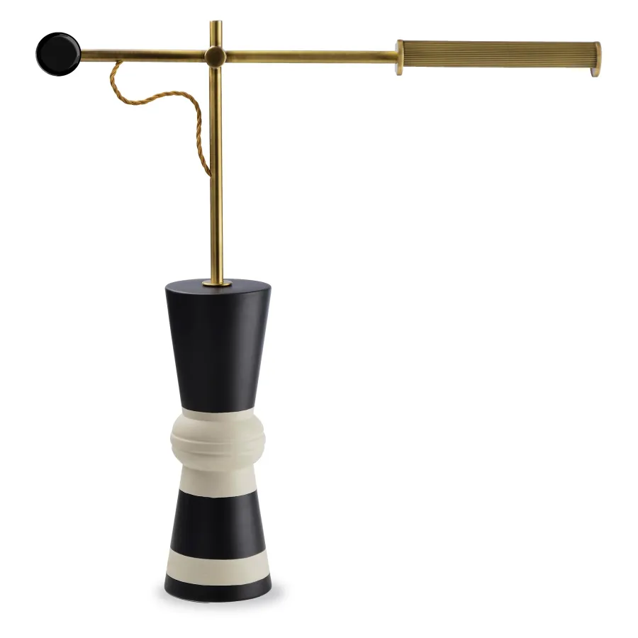 obrazek 1 Lampa stołowa z podwójną stożkową ceramiczną podstawą H.66xL.60xP.14 cm