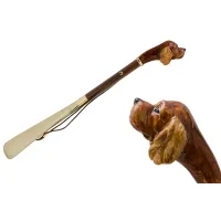 Picture Stylish brown shoe horn with a handle in the shape of a cocker spaniel's head - Pasotti