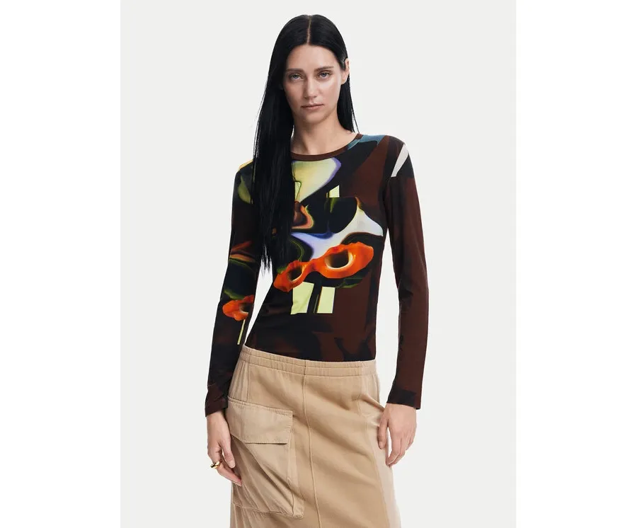 obrazek 1 Desigual Bluzka Dreamy 24WWTK47 Brązowy Slim Fit