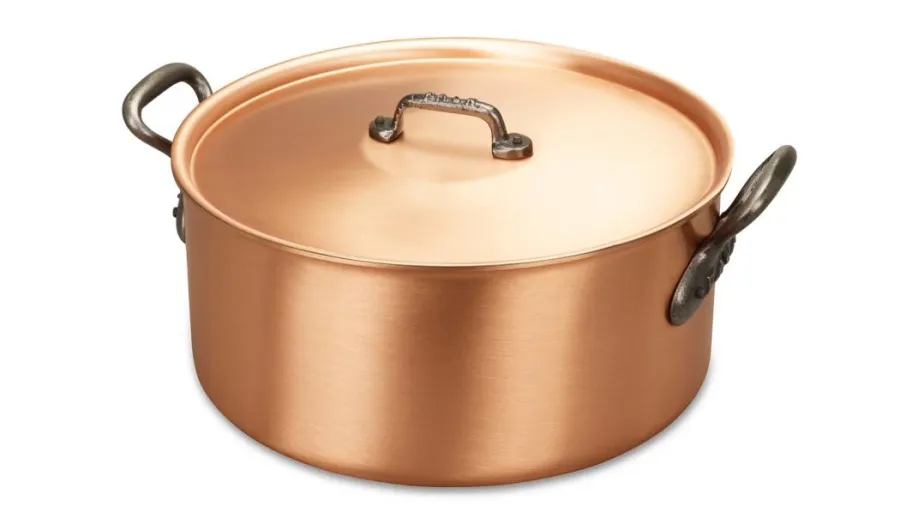 obrazek 3 Miedziany garnek 28 cm do dań typu casserole z żeliwnymi uchwytami