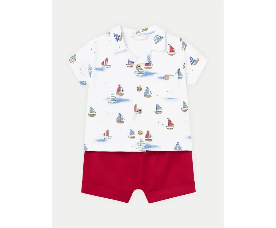 obrazek 1 Mayoral Komplet t-shirt i spodenki 1222 Kolorowy Regular Fit