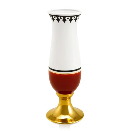 Picture Ceramic vase in the shape of a cup with red and white finish - Ahura
