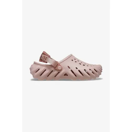 Zdjęcie Crocs klapki Echo Clog damskie kolor beżowy na platformie 207937