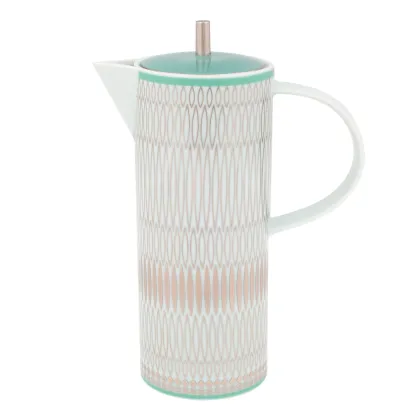 Zdjęcie Porcelanowy dzbanek do kawy Venezia z bogatym platynowym zdobieniem i turkusową pokrywką - Vista Alegre