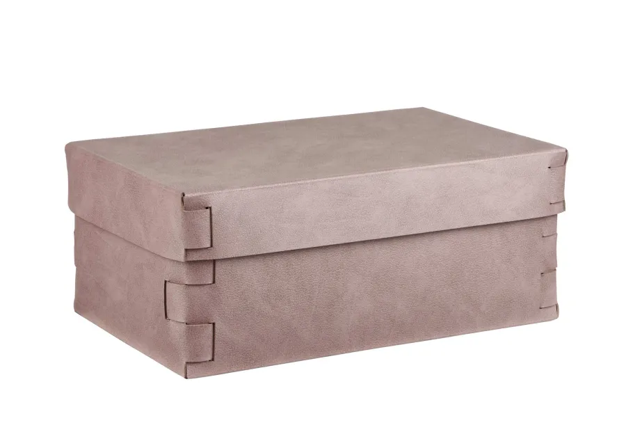 obrazek 1 Skórzane pudełko Snob do przechowywania 32x20xH13,5 cm w niepowtarzalnym kolorze pastelowego różu