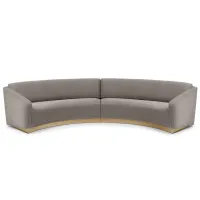 Zdjęcie Elegancka sofa w kolorze jasnoszarym z zakrzywionym konturem - Munna