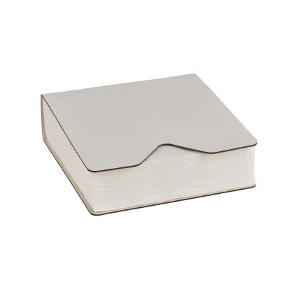 Zdjęcie Stylowy płaski uchwyt na chusteczki 13x13xH3,8 cm ze skóry w kolorze perłowym