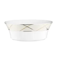 Picture Round large porcelain bowl with beautiful cream and silver decoration - Tettau