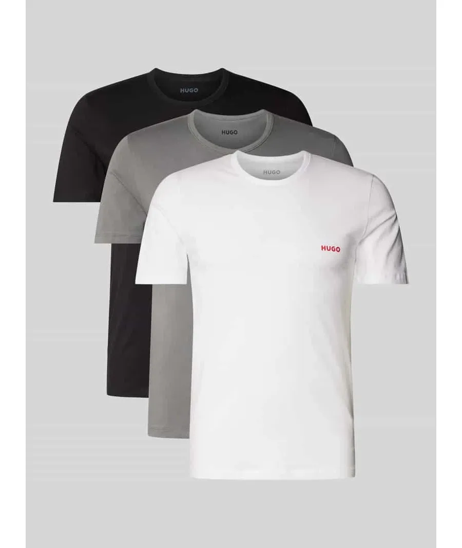 obrazek 1 T-shirt o kroju regular fit z wiskozy z nadrukiem z logo w zestawie 3 szt.