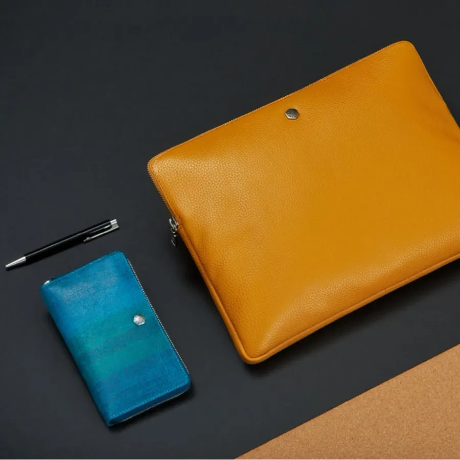 obrazek 4 Stylowa damska skórzana teczka na laptopa w kolorze żółtym