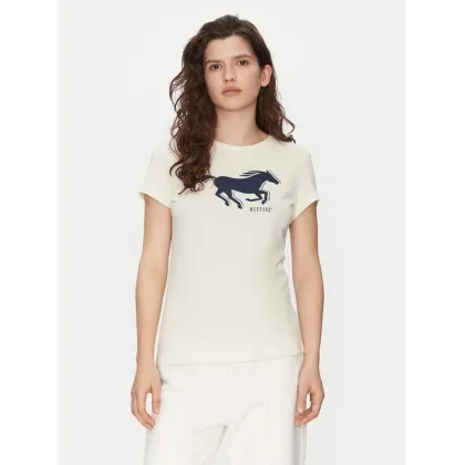Zdjęcie Mustang T-Shirt Loa 1016136 Écru Slim Fit