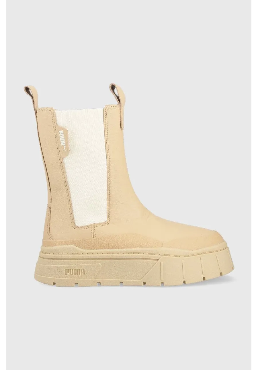 obrazek 1 Puma sztyblety skórzane Mayze Stack damskie kolor brązowy na platformie 386272-01