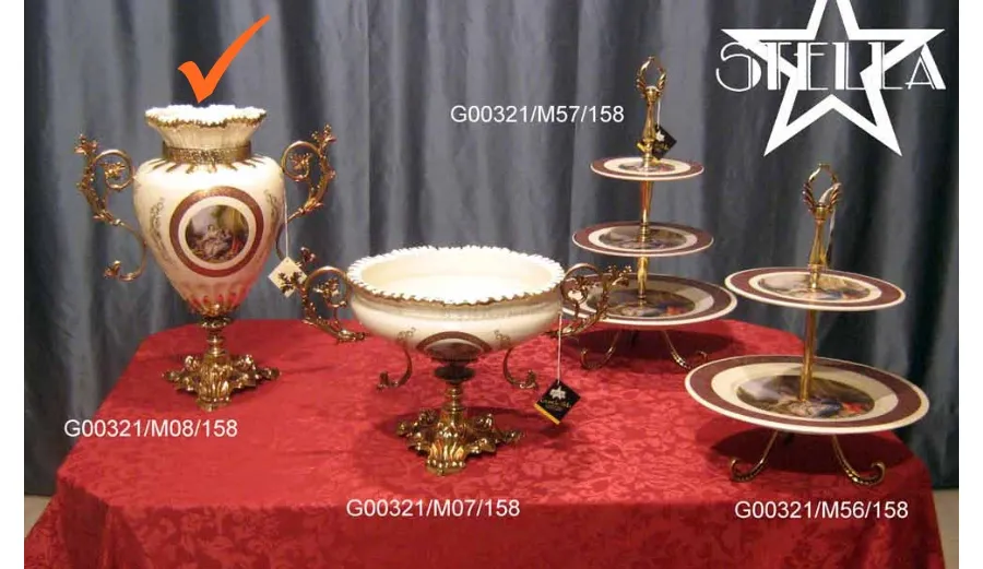 obrazek 1 Elegancki ceramiczny beżowy wazon ze wzorem