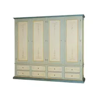 Zdjęcie Cudowna włoska szafa czterodrzwiowa z ośmioma szufladami z litego drewna