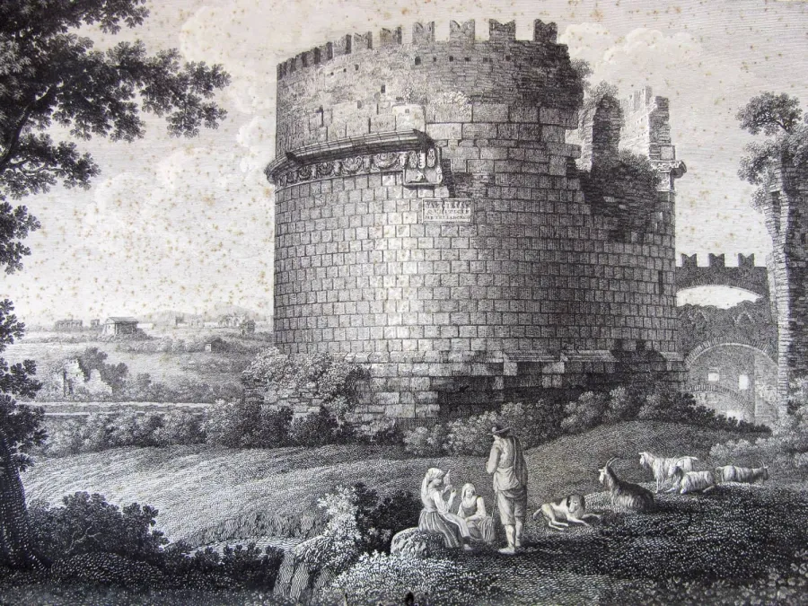 obrazek 2 Grób Cecilii Metelli. Piękna akwaforta z 1796 r. Autorstwa Francesco Morelli