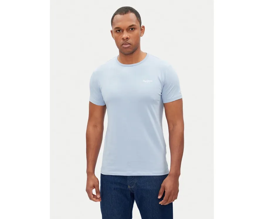 obrazek 1 Pepe Jeans T-Shirt Original Basic PM508212 Błękitny Slim Fit