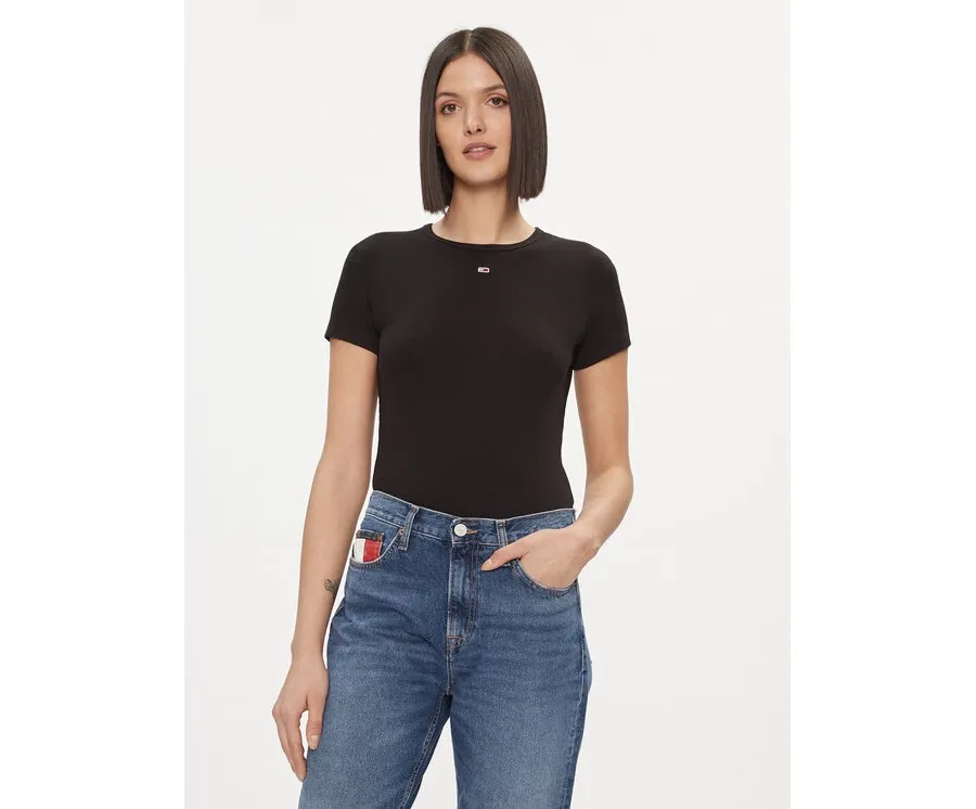 obrazek 1 Tommy Jeans T-Shirt Essential DW0DW17383 Czarny Slim Fit