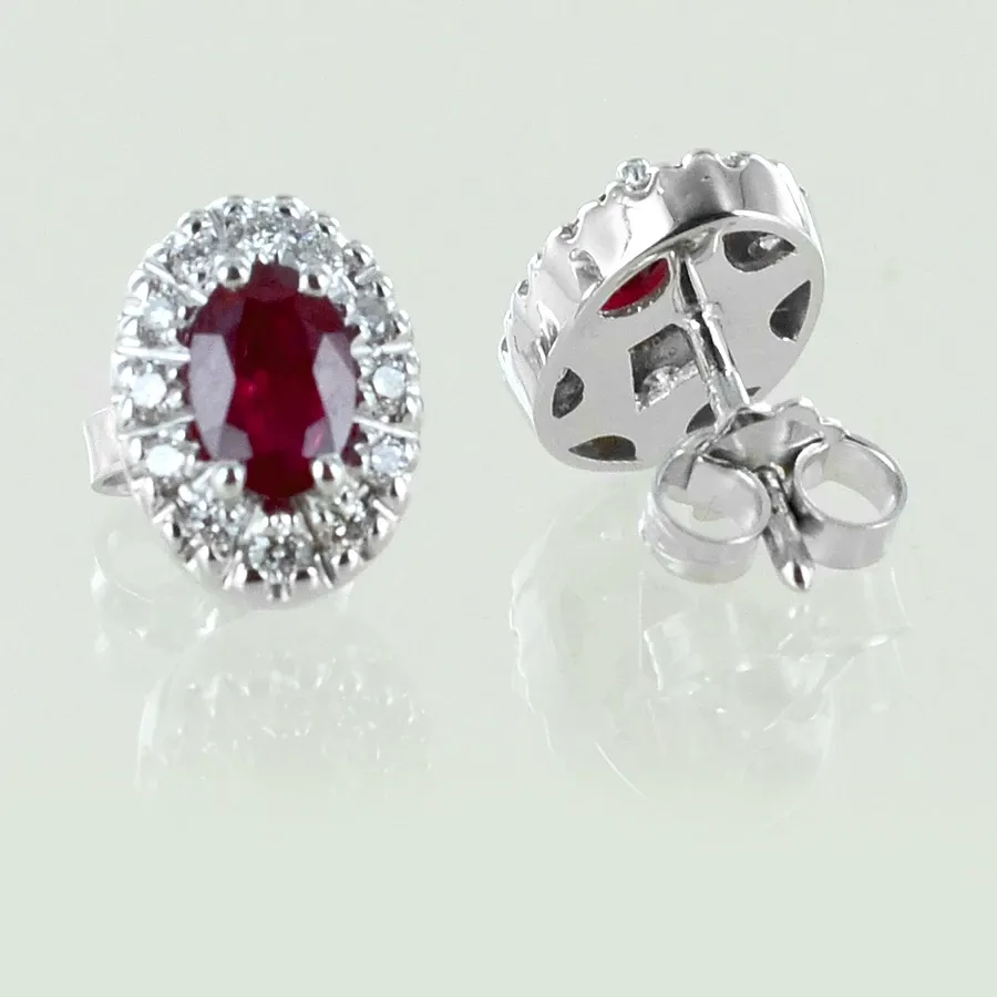 obrazek 5 Stylowe włoskie kolczyki z rubinami i diamentami – model średni
