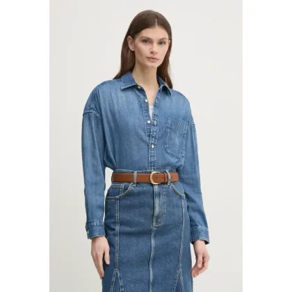 Zdjęcie Polo Ralph Lauren koszula jeansowa damska kolor niebieski relaxed z kołnierzykiem klasycznym 211969398