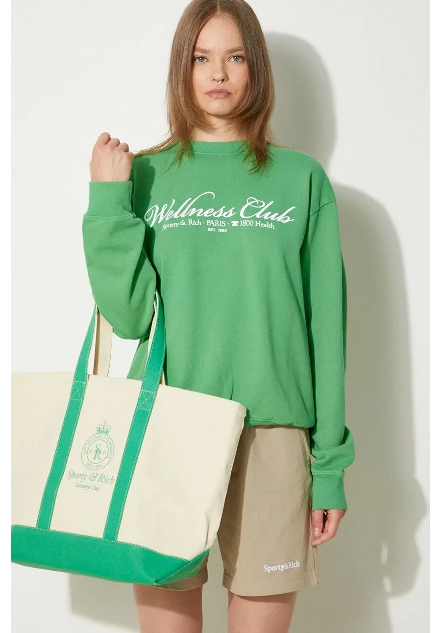 obrazek 1 Sporty & Rich bluza bawełniana 1800 Health Crewneck damska kolor zielony z nadrukiem WS067S405HV