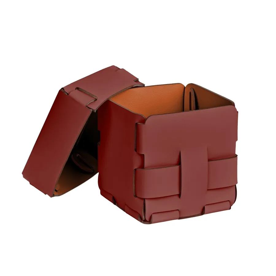 obrazek 2 Mały bordowy sześcienny koszyk Bottega 12x12xH13 cm