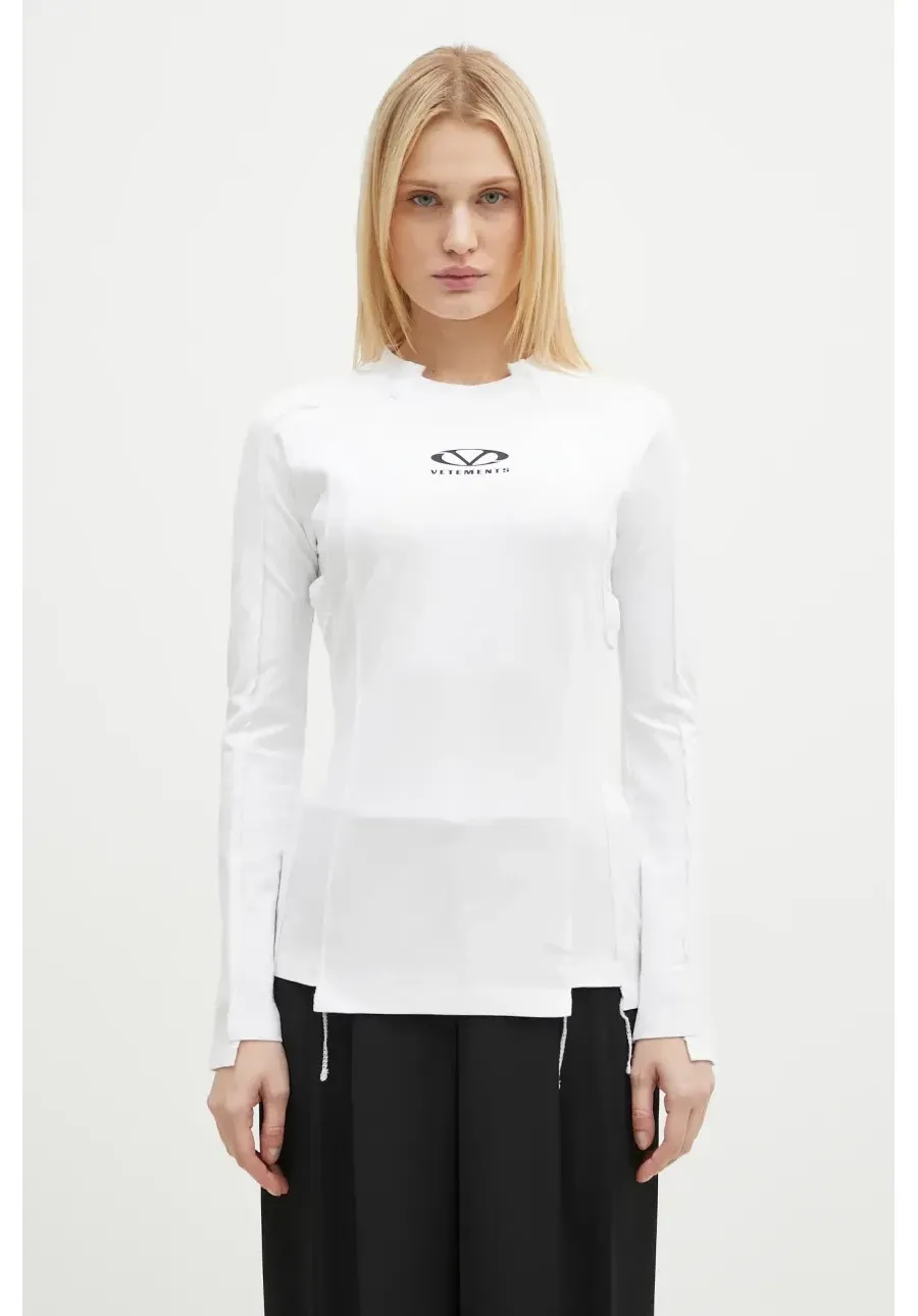 obrazek 1 VETEMENTS longsleeve Oval Logo Cut-Up damski kolor biały UA66LS600W