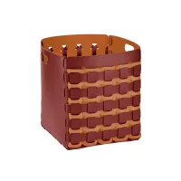Picture Leather woven basket Geometry Quadrata 35x35xH40 cm burgundy
