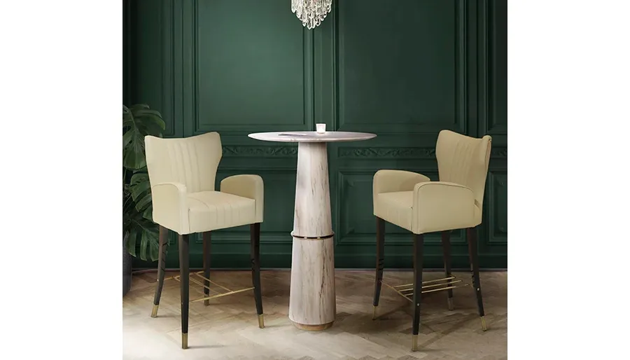 obrazek 9 Skórzane białe portugalskie krzesło barowe